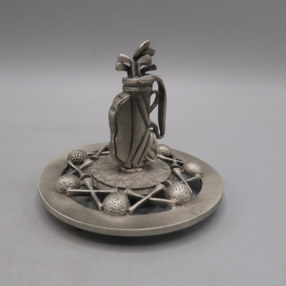 Princess House 4" Pewter Golf Bag Paper‎ Weight Jar Topper 1991